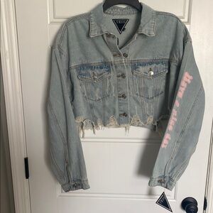 Trio New York Light Blue Distressed Jean Jacket